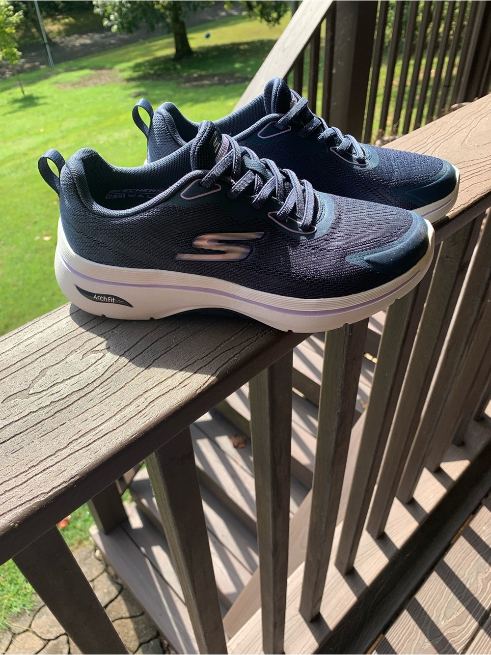 Skechers Air Cooled Arch Fit Women's Navy and White Athletic Shoes